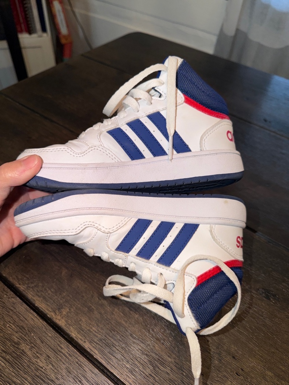 Kid's Adidas Hoops Mid 3.0 K Cloud Wht/Victory Blue/Scarlet GZ9647 Size 13 - Picture 5 of 7